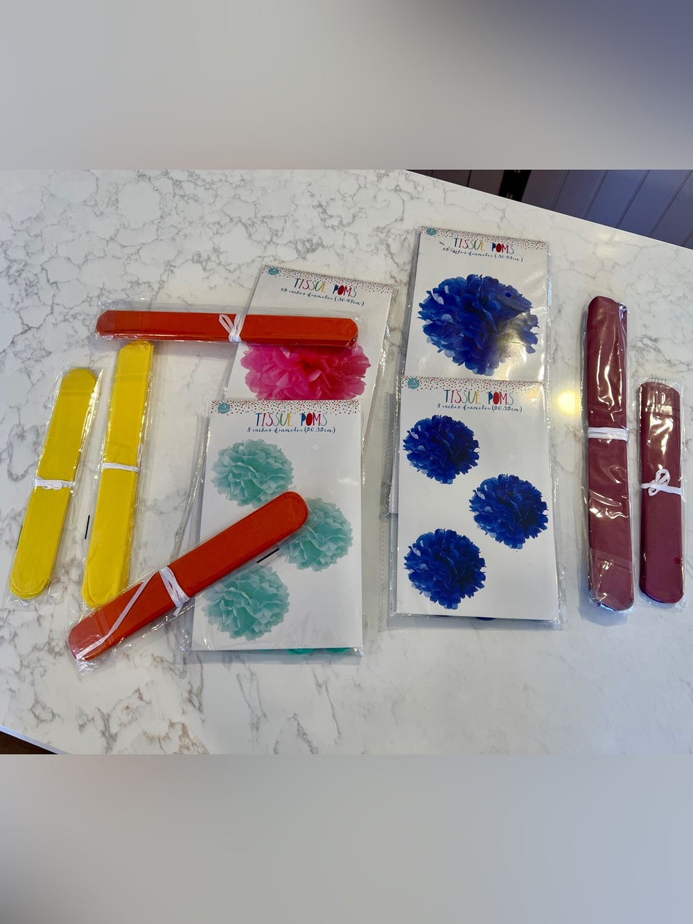 Target Tissue Pom Poms - Blue, Pink, Yellow, Orange, Teal, Burgundy